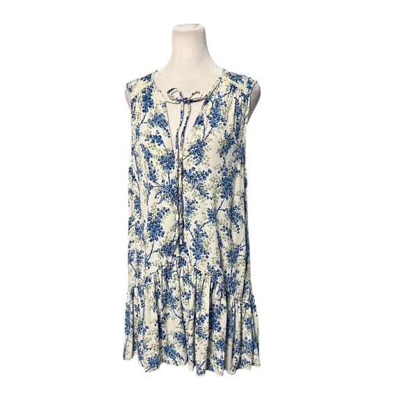 Zara Trafaluc White Blue Floral Romper Dress Size Medium - Picture 4 of 7